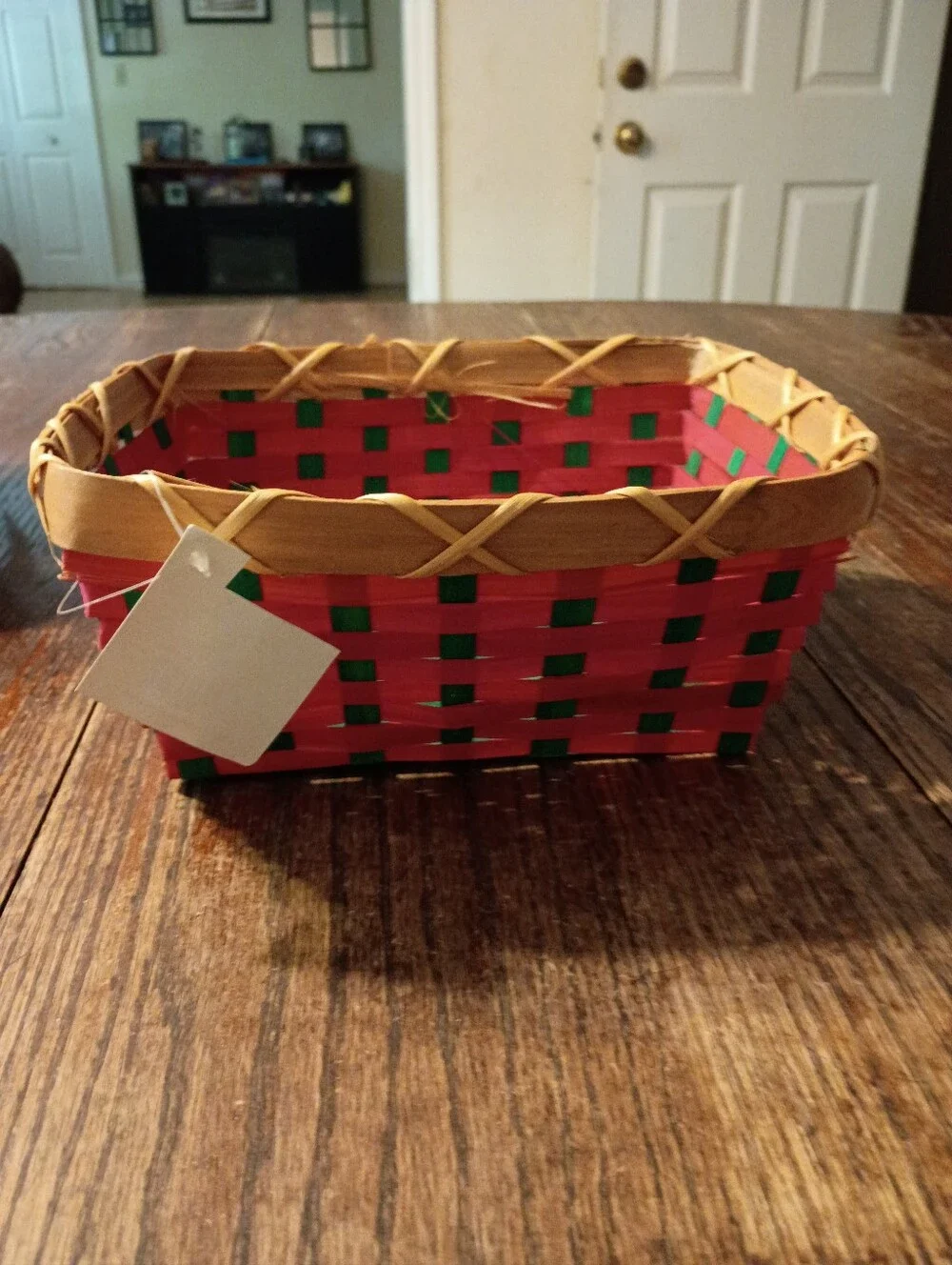 New Lot 3 Woven Red Green Tan Christmas Holiday Baskets